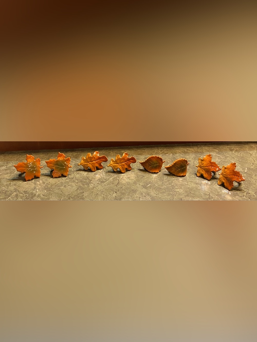 Set of 8 Autumn Leaf Ceramic Napkin Rings